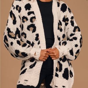 Cozy Cheetah Print Distressed Cardigan